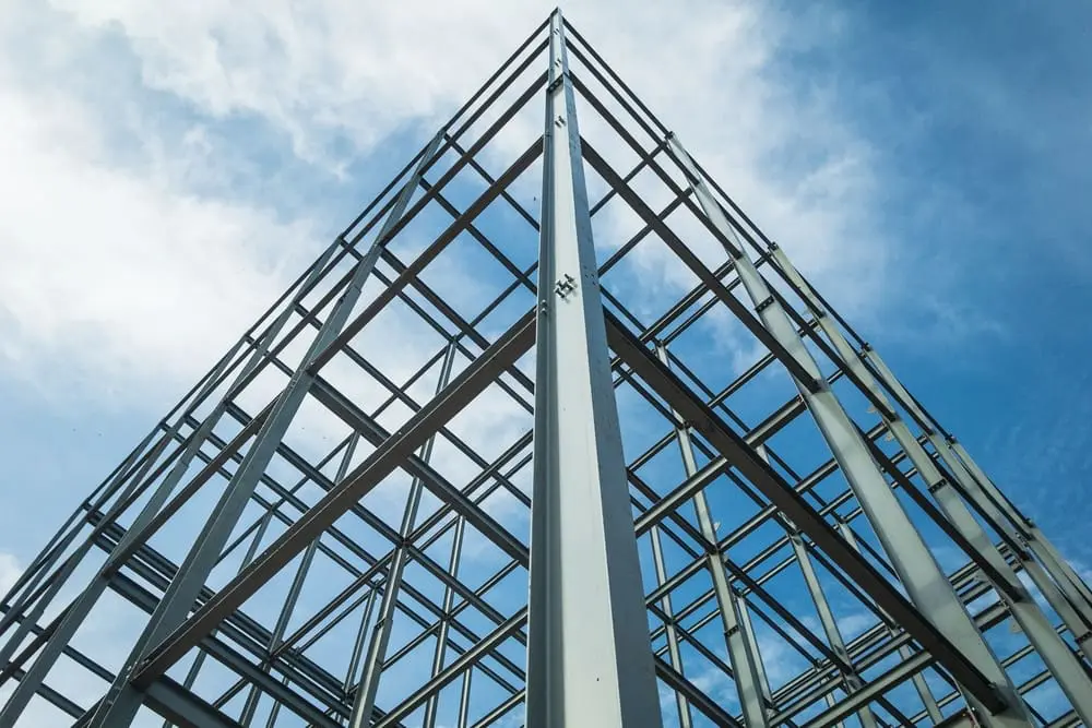 image of a steel structure that was recently trreated with passive fire protection intumscent paint