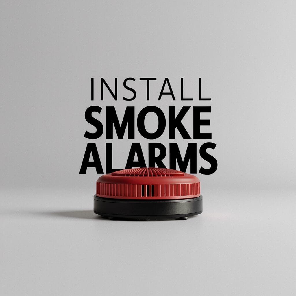 smoke alarm with words install smoke alarms over it