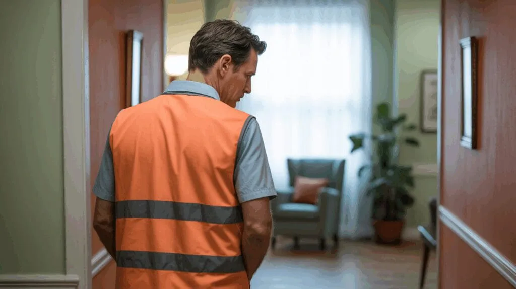 firestopping in carehome man looking at room